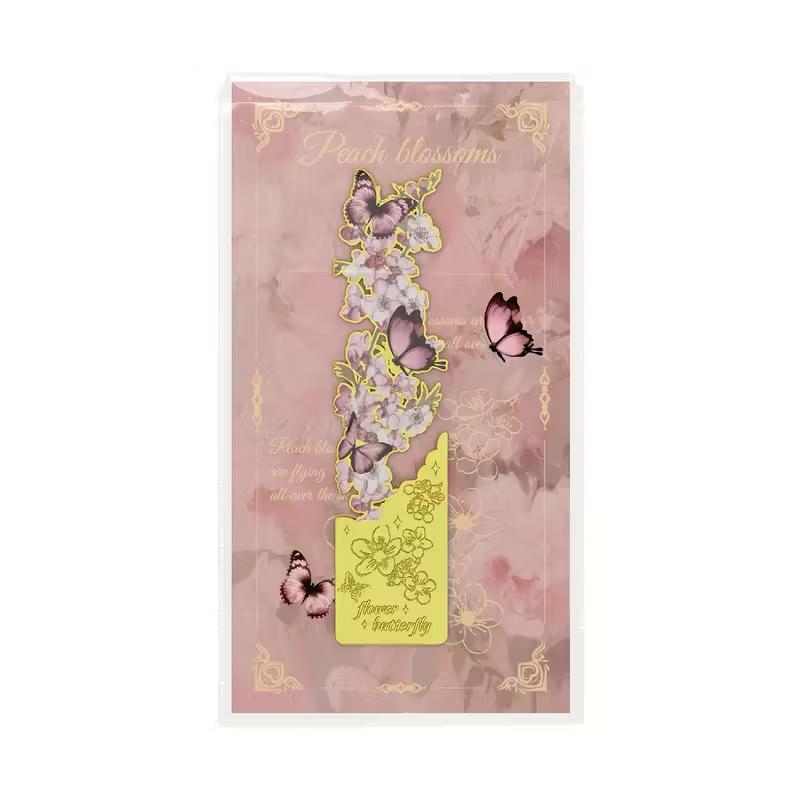 قاطع كتاب أزهار الخوخ وردي